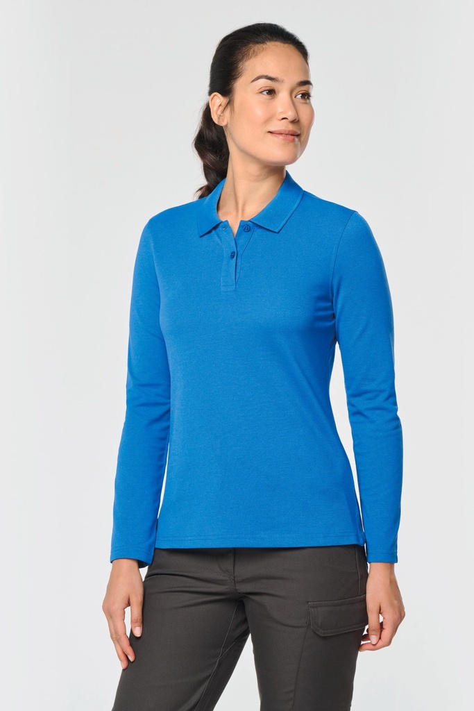 [WK277-SkyBlue-XS] WK277 - Polo manches longues femme - SkyBlue (XS)