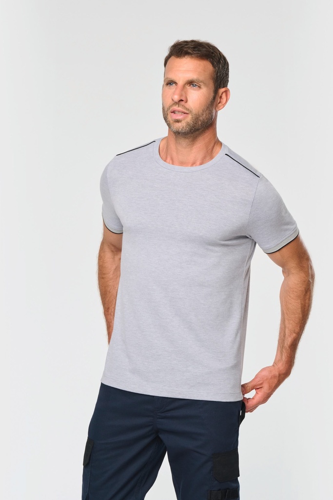 [WK3020-Black_Silver-S] WK3020 - T-shirt Day To Day manches courtes homme - Black_Silver (S)