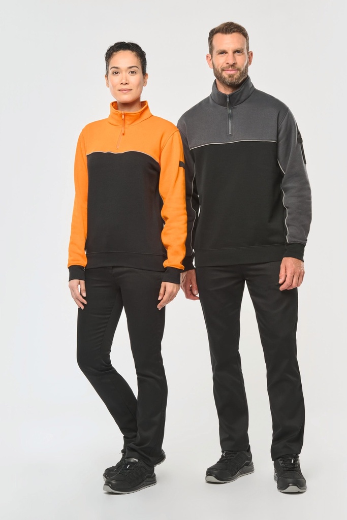 WK404 - Sweat-shirt écoresponsable col zippé unisexe - Black_ForestGreen
