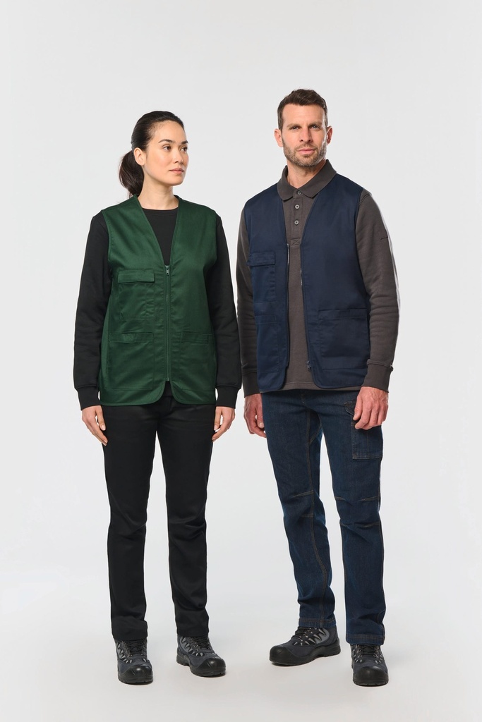 [WK608-ConvoyGrey-XS] WK608 - Gilet polycoton multipoches unisexe - ConvoyGrey (XS)