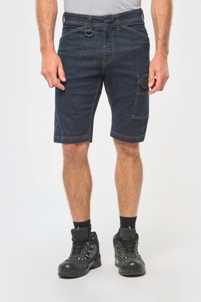 [WK715-BlackRinse-44FR] WK715 - Bermuda denim multipoches homme - BlackRinse (44FR)