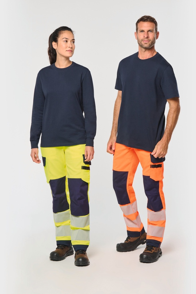 [WK760-HiVizOrange_Navy-44FR] WK760 - Pantalon de sécurité recyclé multipoches unisexe - HiVizOrange_Navy (44FR)