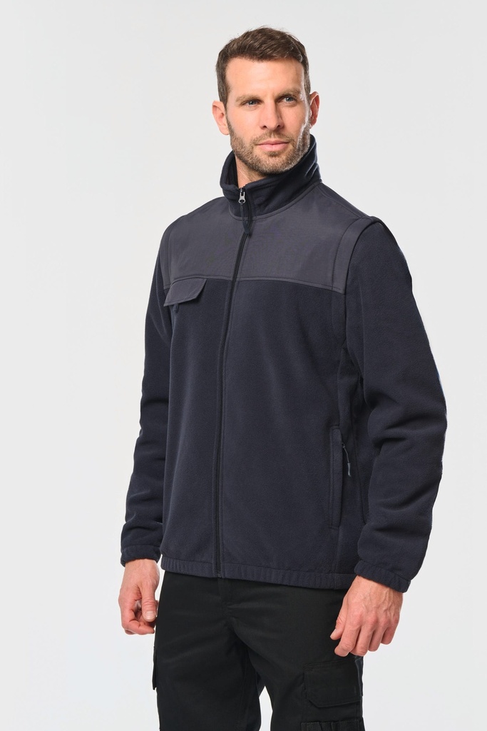 [WK9105-DarkGrey-S] WK9105 - Veste polaire manches amovibles homme - DarkGrey (S)