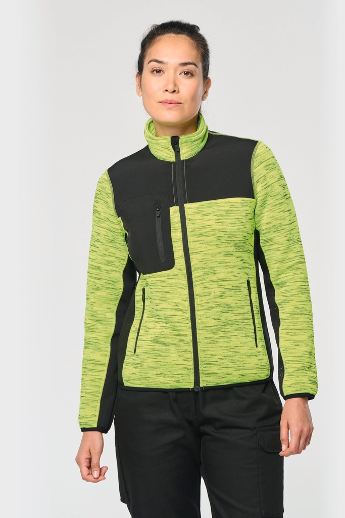 [WK9109-LightGreyMelange_Black-XS] WK9109 - Veste recyclée en polytricot femme - LightGreyMelange_Black (XS)