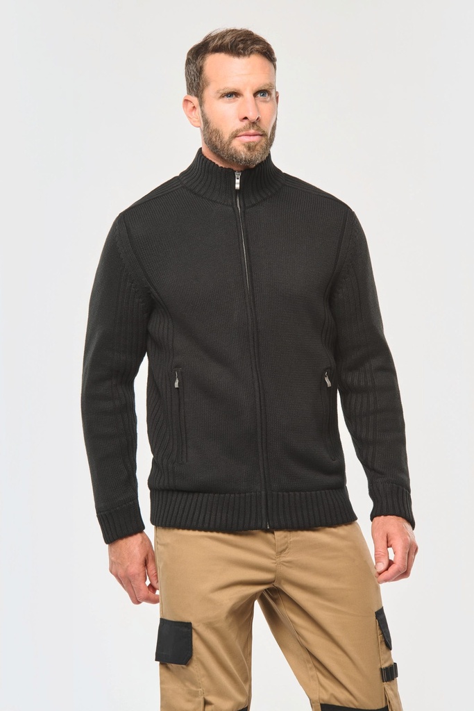 [WK959-Navy-S] WK959 - Cardigan doublé polaire homme - Navy (S)