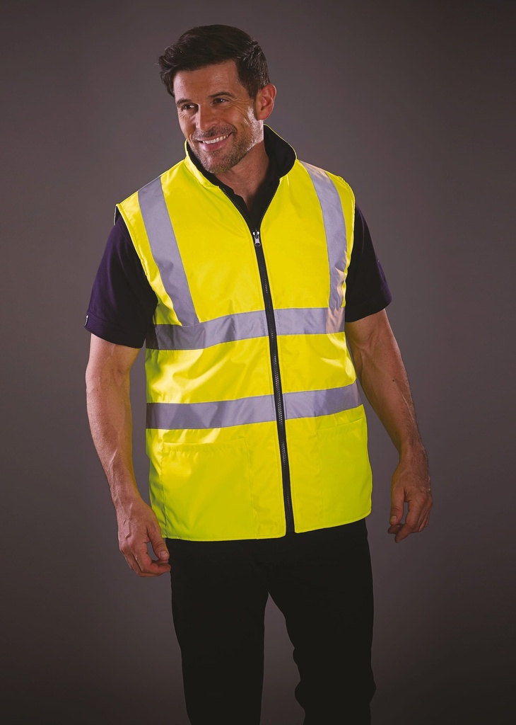 [YHV008F-HiVisOrange-S] YHV008F - Bodywarmer réversible haute visibilité - HiVisOrange (S)