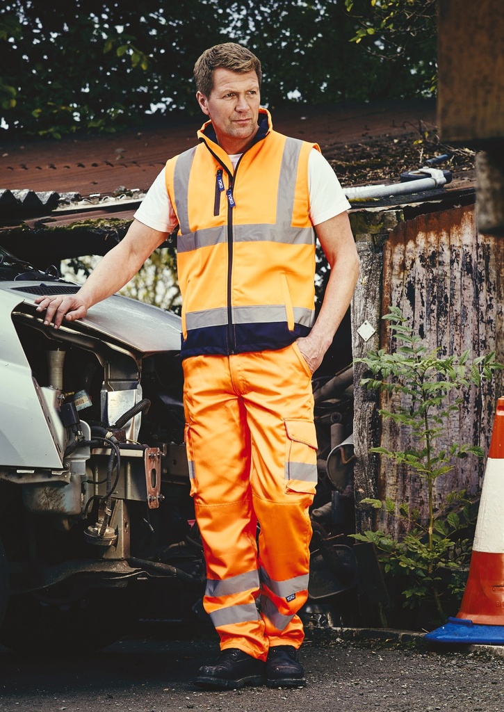 [YHV018T-HiVisOrange-44FR] YHV018T - Pantalon Cargo haute visibilité - HiVisOrange (44FR)