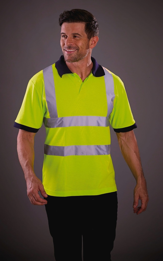 [YHVJ210-HiVisYellow-S] YHVJ210 - Polo manches courtes haute visibilité - HiVisYellow (S)