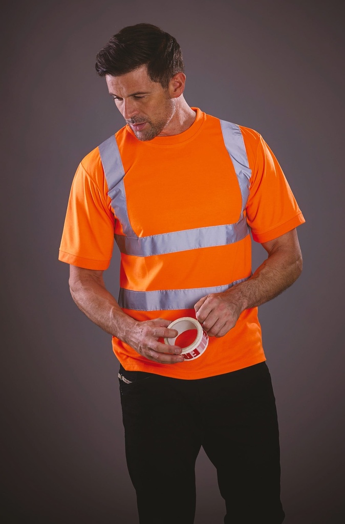 [YHVJ410-HiVisOrange-S] YHVJ410 - T-shirt manches courtes haute visibilité - HiVisOrange (S)
