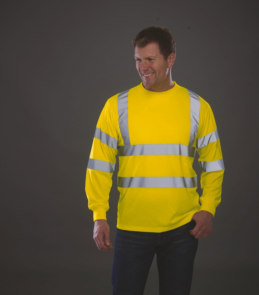[YHVJ420-HiVisYellow-S] YHVJ420 - T-shirt haute visibilité manches longues - HiVisYellow (S)