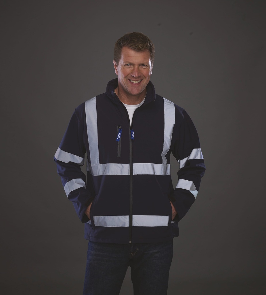 [YHVK09-Black-S] YHVK09 - Veste softshell haute visibilité - Black (S)