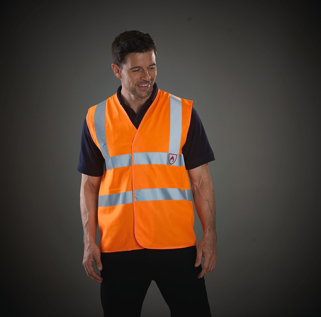 [YHVW100FR-HiVisOrange-S] YHVW100FR - Gilet haute visibilité & LSF (chaleur et flamme) - HiVisOrange (S)