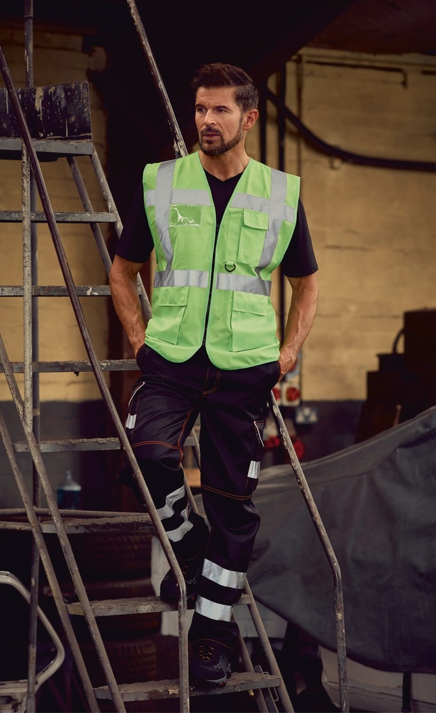 [YHVW801-Black-S] YHVW801 - Gilet multifonction haute visibilité - Black (S)