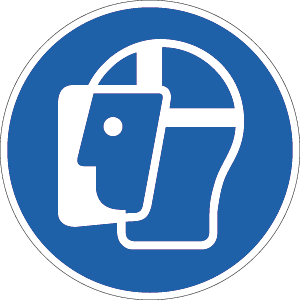 [51781] [⚠Déstockage] Gesichtsschutz benutzen ISO 7010, Folie, Ø 50 mm, 10 Stück/Bogen