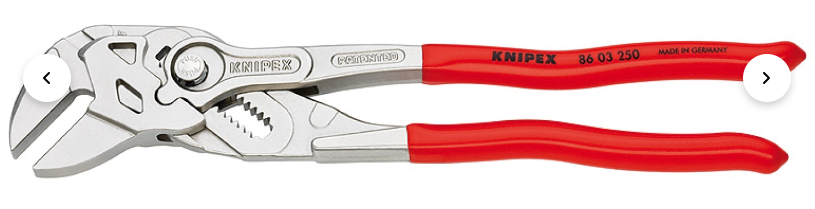 [86 03 250] KNIPEX - PINCE CLE 250MM CHROMEE GAINEE PVC
