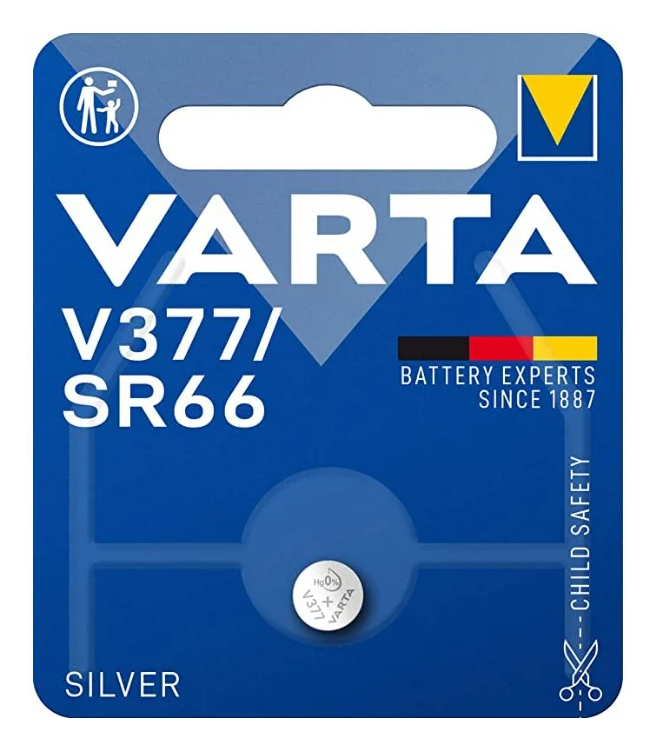 [00377101401] Varta-Pile bouton Argent-V377/SR66 (blister de 1)