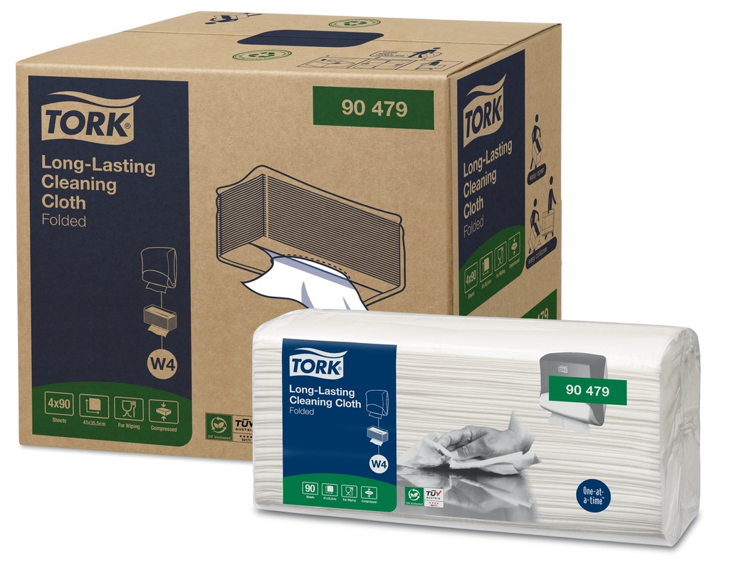 [90479] 90479 Tork Long Lasting Chiffon de Nettoyage Plié W4 (4 Unités / Colis) (60 Colis / Palette)