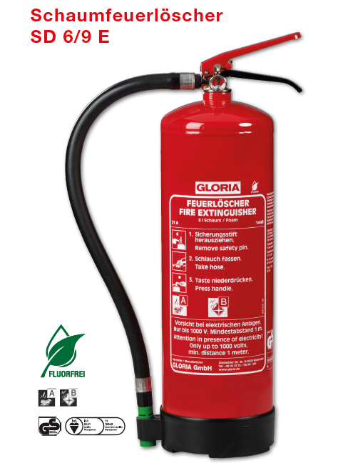 [814222.1808] GLORIA FEUERLOESCHER SCHAUM SD 6 E  / EXTINCTEUR CLASS AB 6L SD 6 E 21A 6LE 144B 9LE 5 °C bis +60 °C DUREE DE VIE 5 ANS