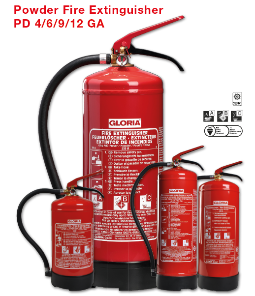 [002101.1808] GLORIA FEUERLOESCHER PD6GA / EXTINCTEUR CLASS ABC 6KG M. MANOMETER  CE GENORMT DAUERDRUCKLOESCHER MIT CHECKCONTROL 34A 10LE / 233B 15LE DUREE DE VIE 5 ANS