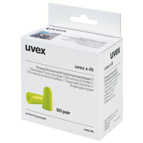 [2112.013] 2112013 - Bouchons d'oreille uvex x-fit  vert SNR 37 dB Pointures M (Boîte de 50paires)