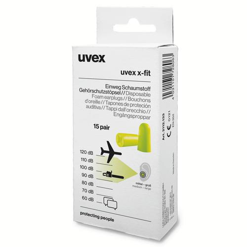 [2112.133] 2112133 - Bouchons d'oreille uvex x-fit  vert SNR 37 dB Pointures M (Boîte de 15paires)