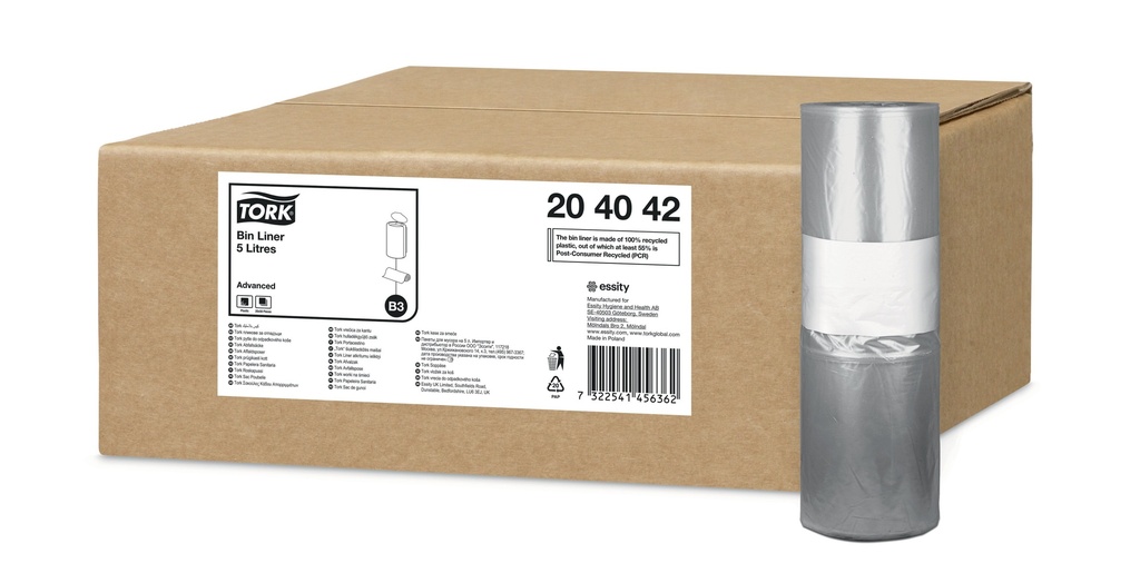 [204042] 204042 Tork Sac Poubelle Transparent 5 litre B3 (20 Unités / Colis) (99 Colis / Palette)